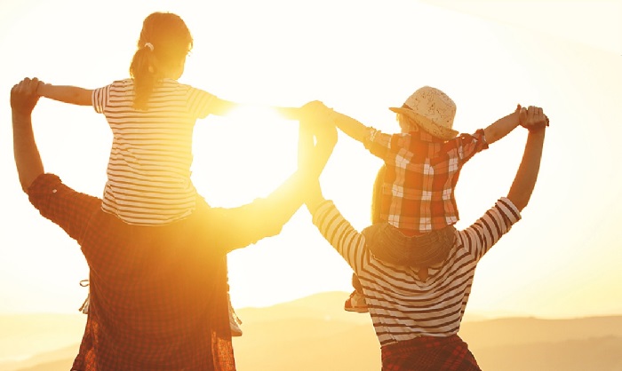 A family in summer sunshine