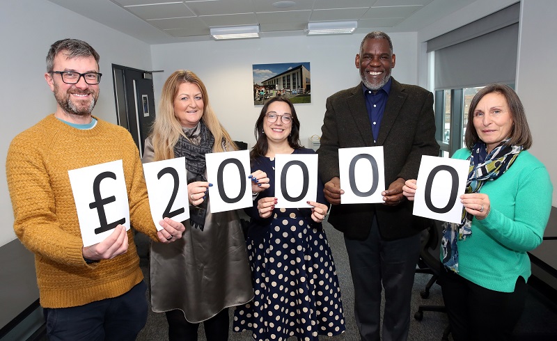 Sheffield Housing Company donates £20,000 to local schemes at the Learning Zone on Wordsorth Avenue. In the photo are Steve Birch (SHC), Siobhan Cooper (Keepmoat), Megan Ohri 9SOAR), Steven Gayle (Great Places ) and Debbie Matthews (Manor Castle Development Trust).